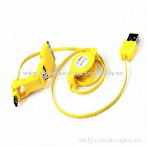 Universal 3-in-1 Retractable Micro USB 2.0 Data Cable for 30-pin Interface/Micro USB/Mini USB Models